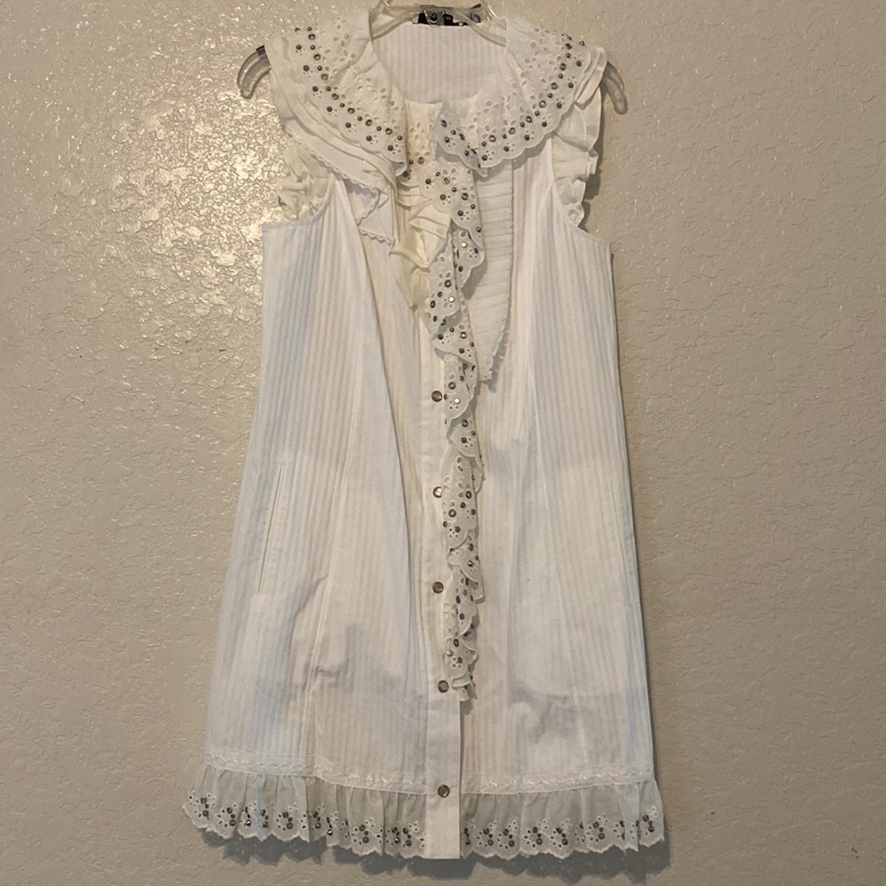 Coach white stuffed ruffle dress